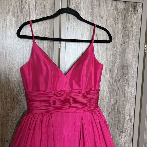 Mac Dugall Taffeta Ball Gown Magenta Color Spaghetti Straps Pockets Size 6 - Picture 5 of 14